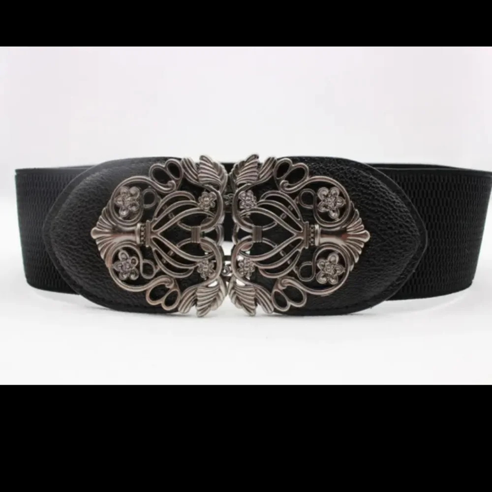 Retro Style Elegant‎ Black and Gold Elastic Women's Belt One Size